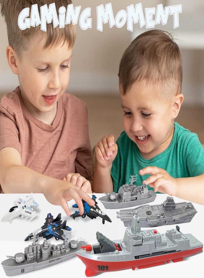 WASAiKA Military Naval Vessel Naval Ship with Launching Cruise Missile and Battle Ship Group, Small Scale Pull Back Fighter Jet, Ideal Present Army Toys Set for Kids Boys Girls - Image 4